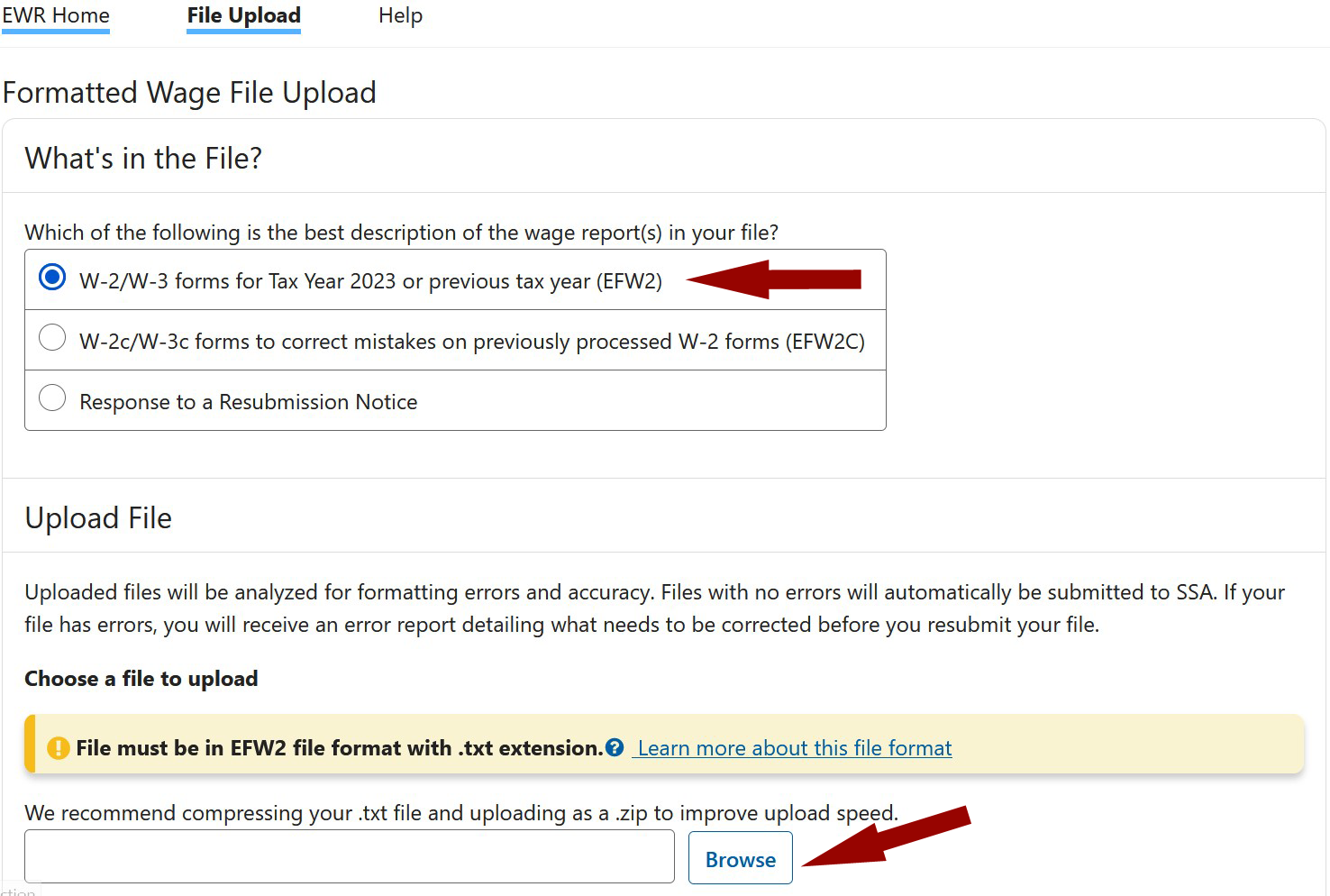 Upload Formatted Wage File